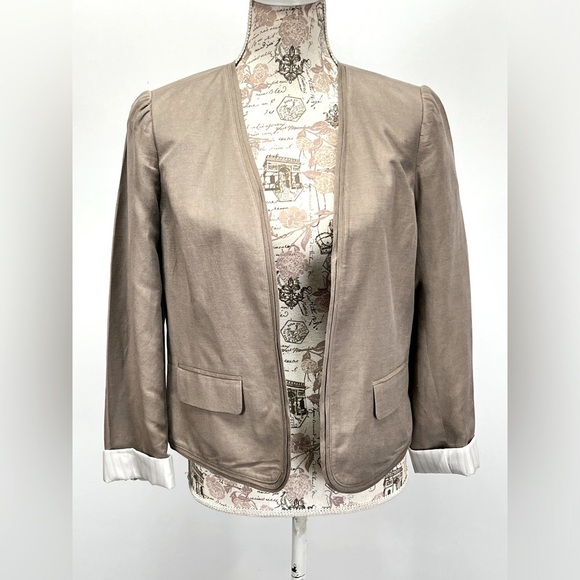 LOFT Taupe linen blend crop blazer size 6. - Picture 1 of 13